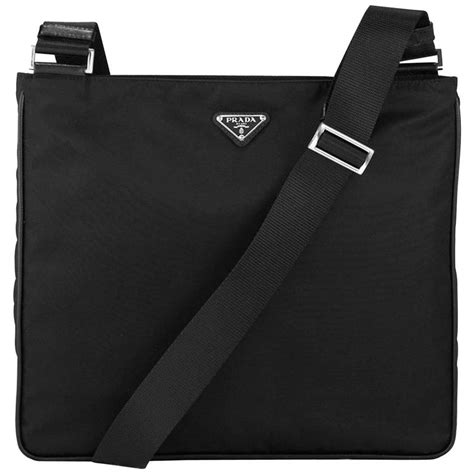 prada tessuto nylon messenger bag black|Prada nylon crossbody Messenger bag.